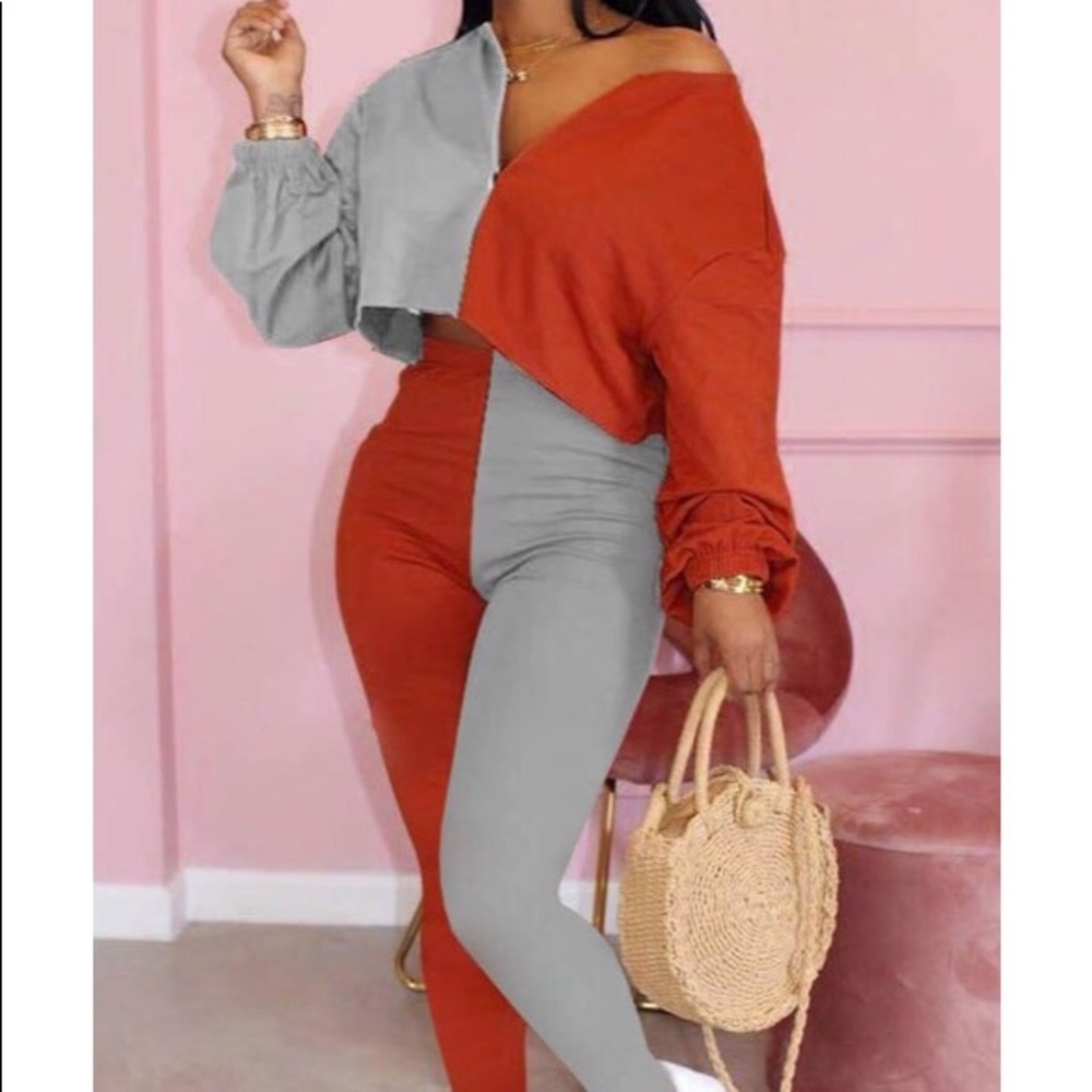 2 piece crop top lounge wear